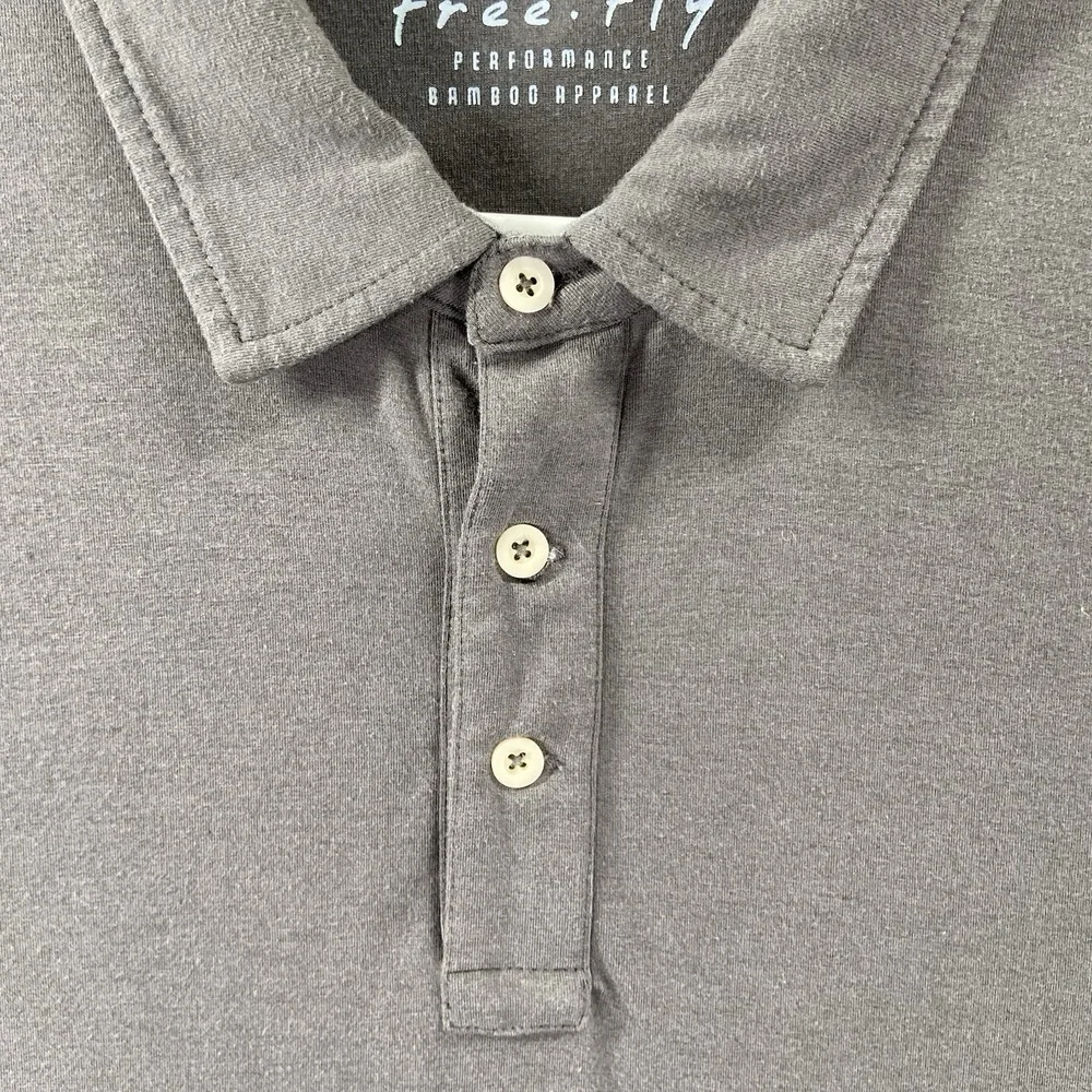 Free Fly Apparel Polo Shirt Mens Large Performance Stretch Gray Bamboo Blend
